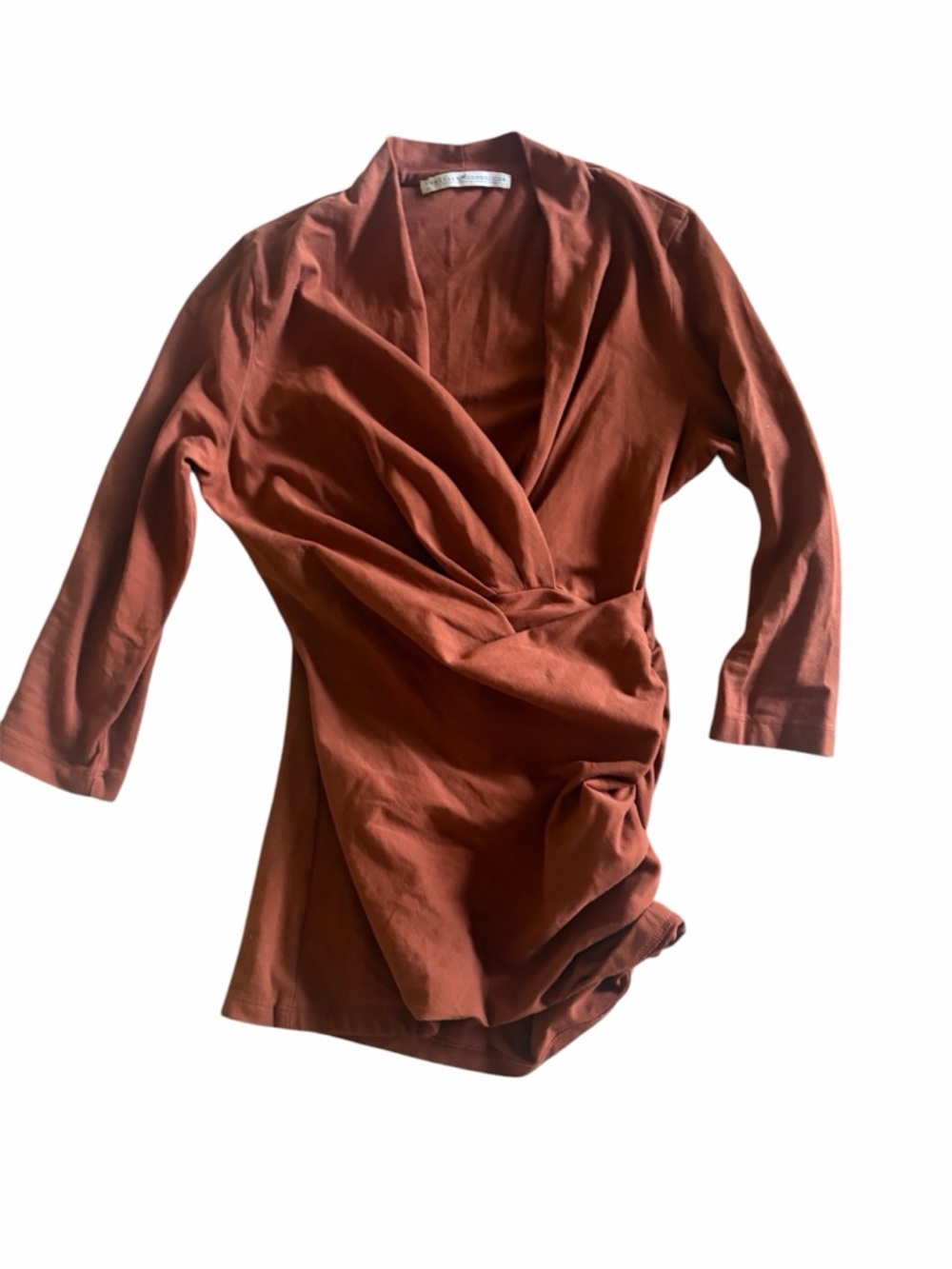 Peruvian Connection Rust Wrap-Style Long Sleeve Top